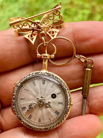GOLD VERGE FUSEE POCKET WATCH CHATELAINE WITH MARIE ANTOINETTE PORTRAIT รูปที่ 11