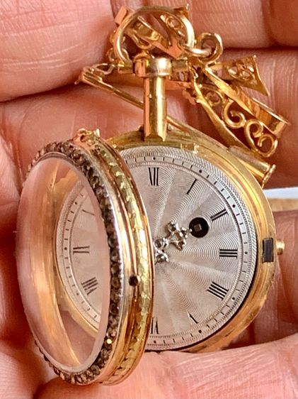 GOLD VERGE FUSEE POCKET WATCH CHATELAINE WITH MARIE ANTOINETTE PORTRAIT รูปที่ 5
