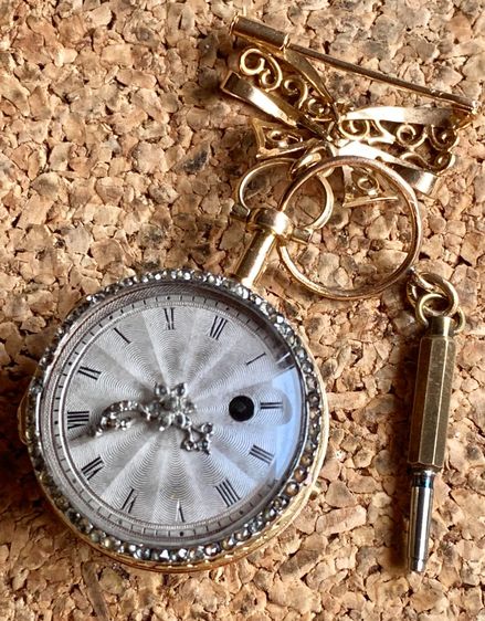 GOLD VERGE FUSEE POCKET WATCH CHATELAINE WITH MARIE ANTOINETTE PORTRAIT รูปที่ 3