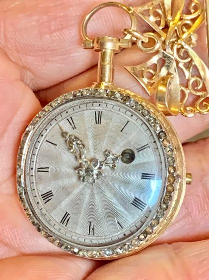 GOLD VERGE FUSEE POCKET WATCH CHATELAINE WITH MARIE ANTOINETTE PORTRAIT รูปที่ 14