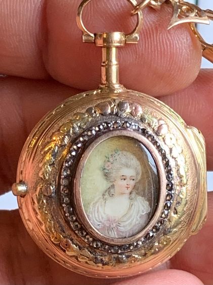 GOLD VERGE FUSEE POCKET WATCH CHATELAINE WITH MARIE ANTOINETTE PORTRAIT รูปที่ 17