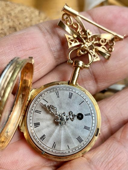 GOLD VERGE FUSEE POCKET WATCH CHATELAINE WITH MARIE ANTOINETTE PORTRAIT รูปที่ 9