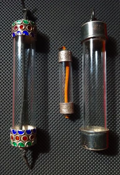 ตะกรุดหัวเงินแท้เก่าโบราณสภาพเยี่ยม รูปที่ 16