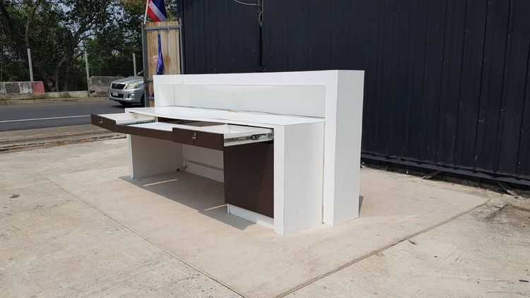 เคาน์เตอร์ไม้ 3 ลิ้นชัก สีขาว น้ำตาล รูปที่ 6