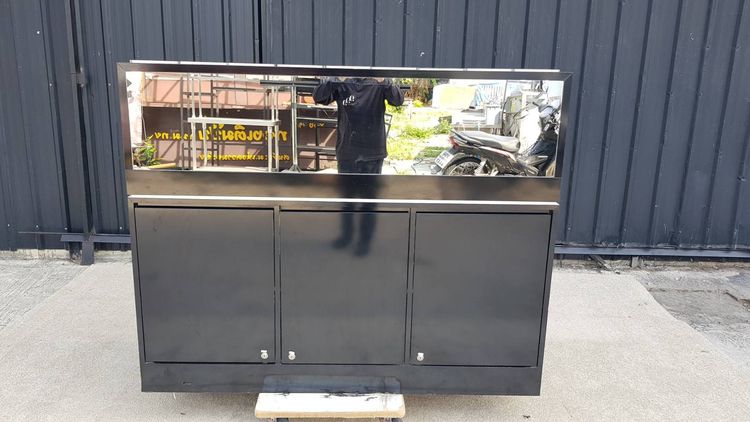 ตู้โชว์กระจก ตู้โชว์เครื่องสำอางไม้ 2 บานเปิดกระจก 3 บานเปิดไม้ สีดำ รูปที่ 3