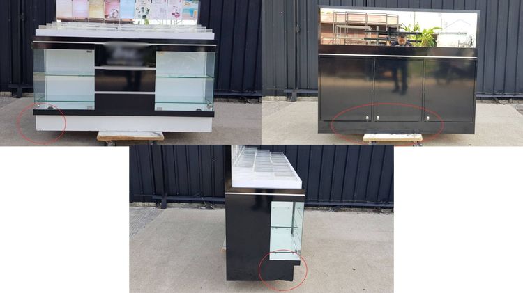 ตู้โชว์กระจก ตู้โชว์เครื่องสำอางไม้ 2 บานเปิดกระจก 3 บานเปิดไม้ สีดำ รูปที่ 11