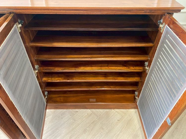 ตู้รองเท้าไม้สัก 4 บานเปิด 7 ชั้นวาง สีน้ำตาล รูปที่ 7