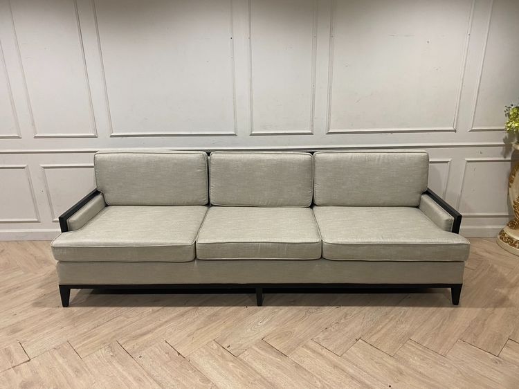 ไม้ โซฟา 3 ที่นั่ง เบาะผ้า สีเทา