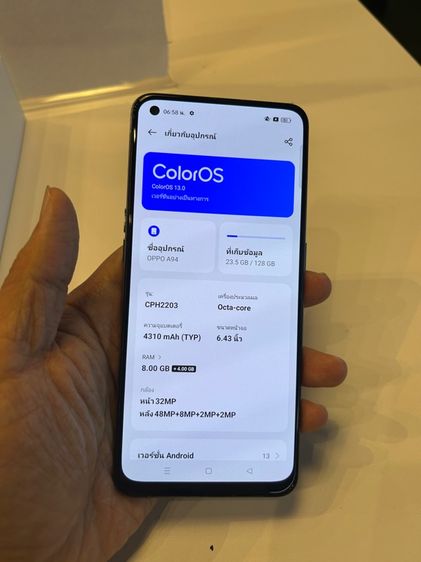 ขาย Oppo A94 ram8  rom128g มีแค่เครื่อง จอแท้ แบตแท้ เดิมๆ ใช้งานปกติ จอไม่เบริน์ สวย ไม่มีรอยตกหล่น นัดรับ กทม ราคา 2900 บาท รูปที่ 4