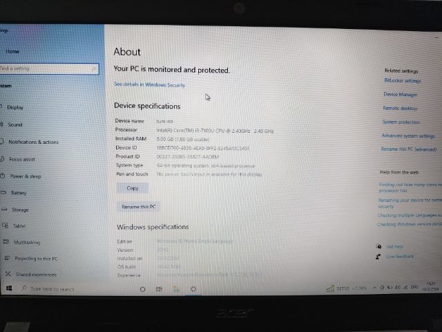 โน๊ตบุค  Acer Acer Aspire 3 I3 Gen 7  รูปที่ 4