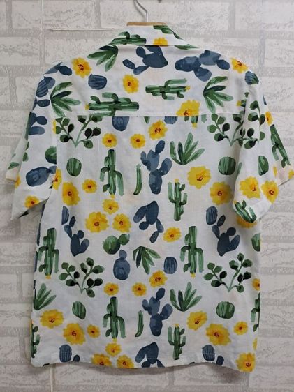 เสื้อเชิ้ตฮาวายคอเปิดลายเขียวเหลือง ผ้าลินินใส่สบาย แฟชั่นแบรนด์ ‼️ รูปที่ 2