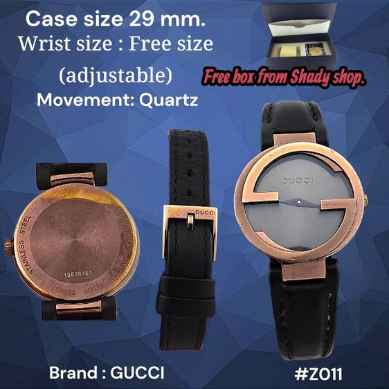 GUCCI Lady Watch GG Design – นาฬิกาผู้หญิง สีโรสโกลด์ หน้าปัดเทา สายหนังดำ ดีไซน์หรู