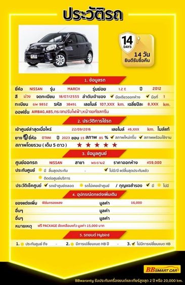 Nissan March 2012 1.2 E Sedan เบนซิน ไม่ติดแก๊ส เกียร์อัตโนมัติ ม่วง รูปที่ 2