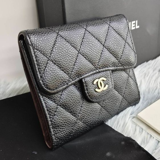 Chanel Wallet Classic Caviar Leather Black กระเป๋าสตางค์ Chanel หนังคาเวียร์ สีดําอะไหล่ทอง มีกล่อง รูปที่ 6