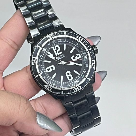 ดำ GUESS Diver Sport 100M รุ่น W0043G2 นาฬิกาผู้ชาย กันน้ํา 100M ตัวเรือนดํา สายสแตนเลส