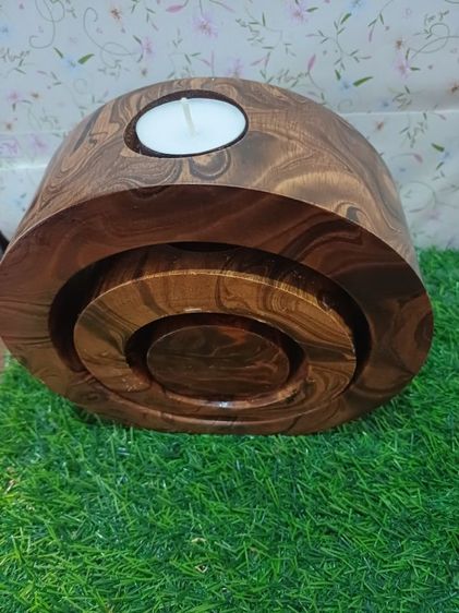 งานแกะสลัก ที่วางเทียนไม้มะม่วง