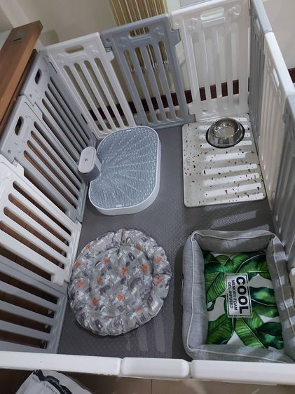 บ้านหมา Size M( 71 X 22.5 X 66 CM.) สีขาว-เทา พร้อมอุปกรณ์ครบชุด  รูปที่ 5