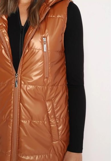 เสื้อกั๊กบุนวมสีน้ำตาล มีฮู้ด สภาพดี ตัดป้ายออก ใส่ได้ทั้งหญิงและชาย รูปที่ 7