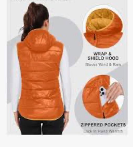 เสื้อกั๊กบุนวมสีน้ำตาล มีฮู้ด สภาพดี ตัดป้ายออก ใส่ได้ทั้งหญิงและชาย รูปที่ 5