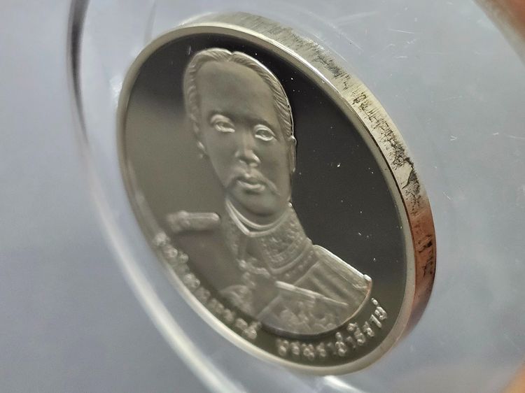 เหรียญรัชกาลที่ 5 เนื้อเงินขัดเงา ที่ระลึกเปิดอาคารเรียนมหาจุฬาลงกรณ์ราชวิทยาลัย ปี2536 พร้อมกล่องหนังเดิม รูปที่ 5