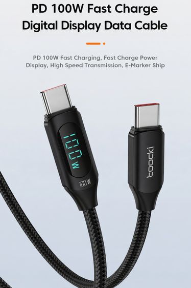 Premium USB-C to USB C Cable with LED Power Display 2m  New สายชาร์จ Type C to Type-C มีไฟ LED บอกสถานะ - ของใหม่) รูปที่ 3