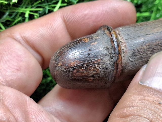 (ปิดแล้วครับ)ปลัดขิกเก่าแกะมีดแกะมือ เนื้อไม้แกะเก่า จารเต็ม รูปที่ 6