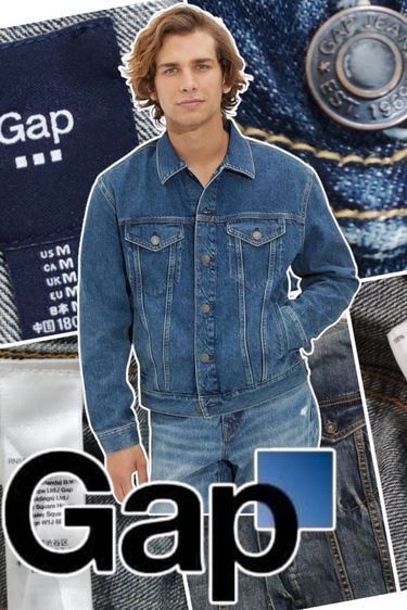 ฟ้า M แขนยาว แจ็คเก็ตยีนส์ GAP🧥🤩ลายสวยสวย