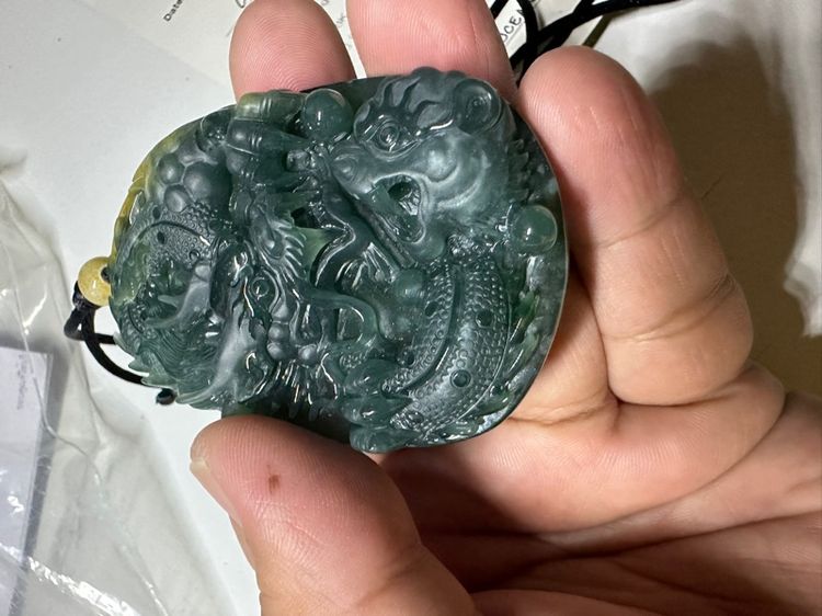 หยกพม่า หยกสีฟ้าลายมังกรเล่นน้ำ รูปที่ 3