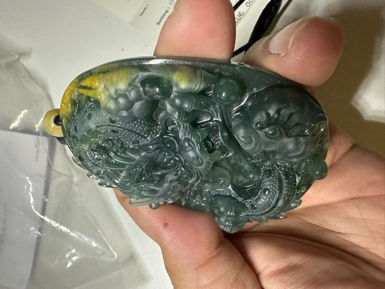 หยกพม่า หยกสีฟ้าลายมังกรเล่นน้ำ รูปที่ 6