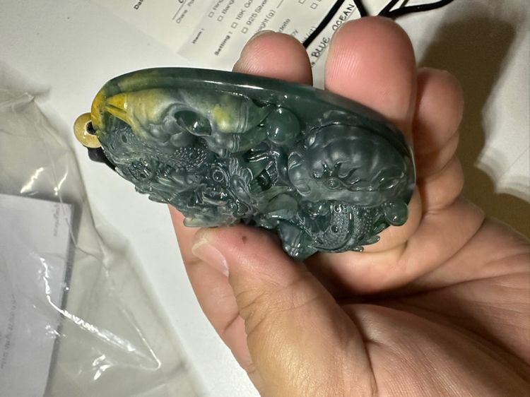 หยกพม่า หยกสีฟ้าลายมังกรเล่นน้ำ รูปที่ 5