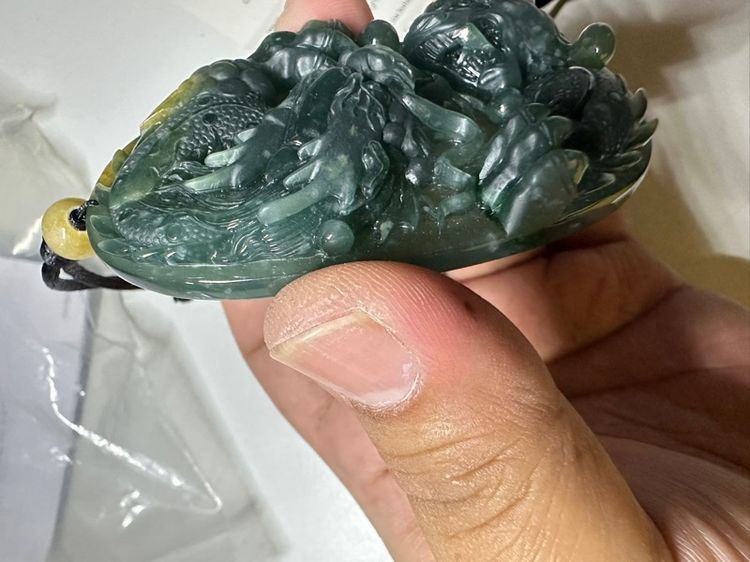 หยกพม่า หยกสีฟ้าลายมังกรเล่นน้ำ รูปที่ 7