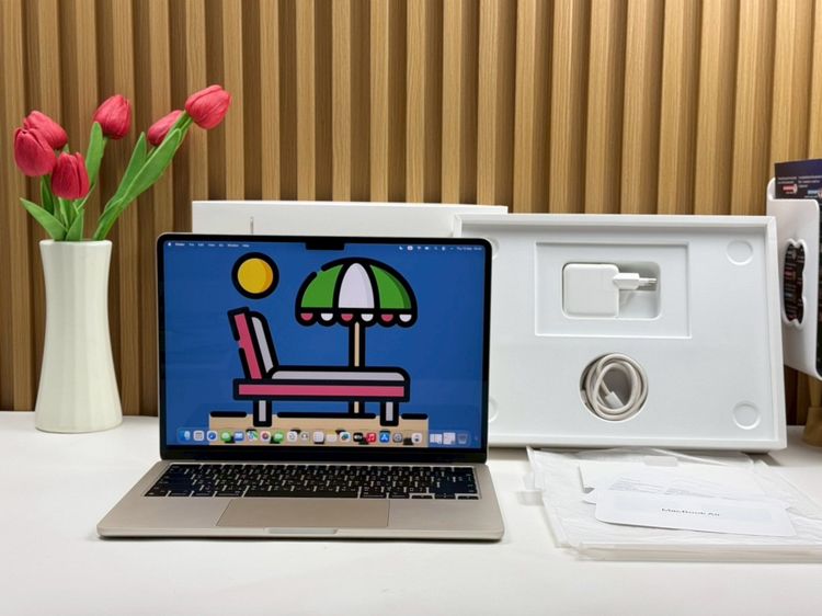 แมค โอเอส 16 กิกะไบต์ อื่นๆ ใช่ MacBook Air 13.6-inch M2 2022 Ram16GB SSD256GB Starlight apple care 4 June 2026