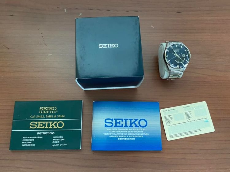 ⌚️ Seiko Kinetic SRN047P1 หน้าปัดน้ำเงิน นาฬิกา Seiko ผู้ชาย พร้อมกล่องหมุนนาฬิกา รูปที่ 3
