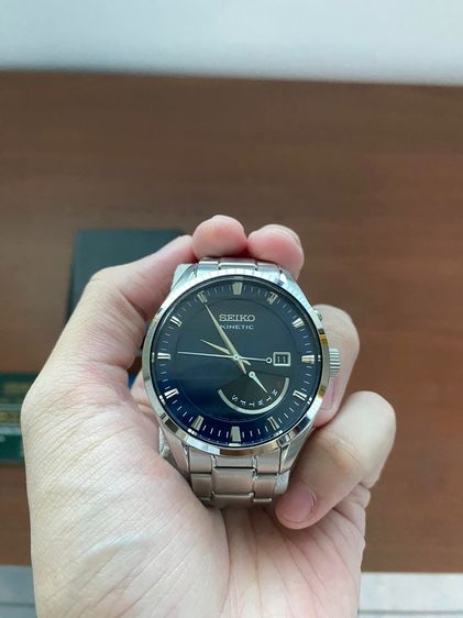 ⌚️ Seiko Kinetic SRN047P1 หน้าปัดน้ำเงิน นาฬิกา Seiko ผู้ชาย พร้อมกล่องหมุนนาฬิกา