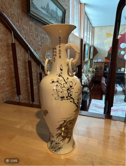 เซรามิคเก่า เครื่องลานครามจีน แจกัน  Chinese Famille Rose Peacock Vase — Republic Style