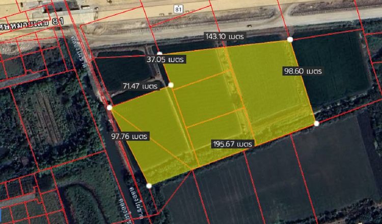 ที่ดินบางใหญ่ 14-1-12 ไร่ ติดมอเตอร์เวย์ M81(บางใหญ่ กาญจนบุรี) จ.นนทบุรี