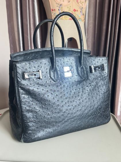 ดำ Used BK style 35 Black Ostrich PHW Stamp K