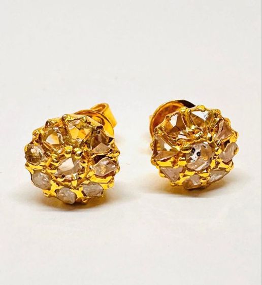 ต่างหูเพชรซีกแท้ทอง 90