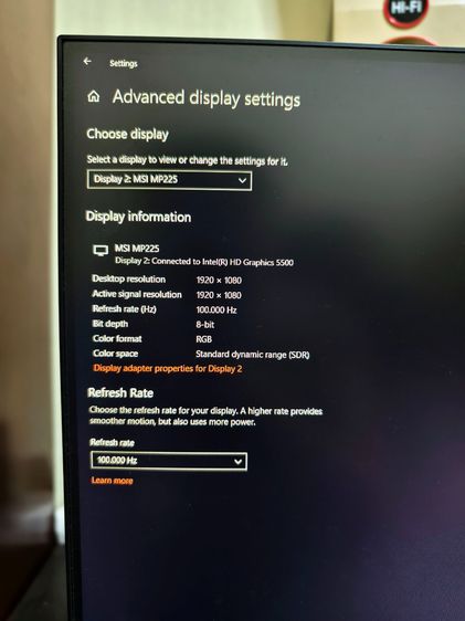 จอแท้ MSI MP225 22นิ้ว 100HZ สภาพใหม่  รูปที่ 4