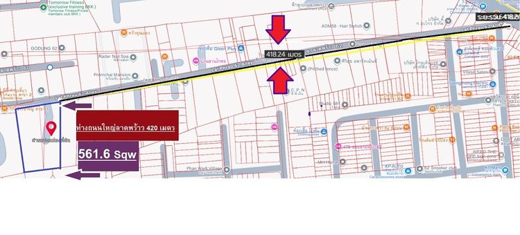 ขายที่ดิน 561.6 ตารางวา หรือ 1 ไร่ 1 งาน 61.6 ตารางวา ทำเลธุรกิจปัจจุบันลาดพร้าว 62 วิ่งตรงจากถนนลาดพร้าว 420 เมตร ที่เก่าเก็บครอบครัว FAST รูปที่ 2