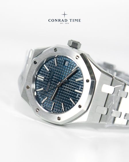 New AP. Royal Oak 15550ST Blue Grande Tapisserie Dial 2026 37 mm. Fulllset  รูปที่ 17