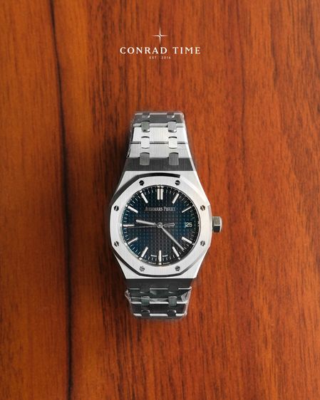 New AP. Royal Oak 15550ST Blue Grande Tapisserie Dial 2026 37 mm. Fulllset  รูปที่ 4