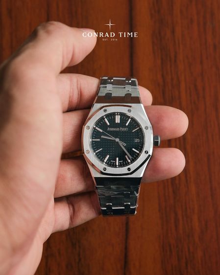 New AP. Royal Oak 15550ST Blue Grande Tapisserie Dial 2026 37 mm. Fulllset  รูปที่ 5