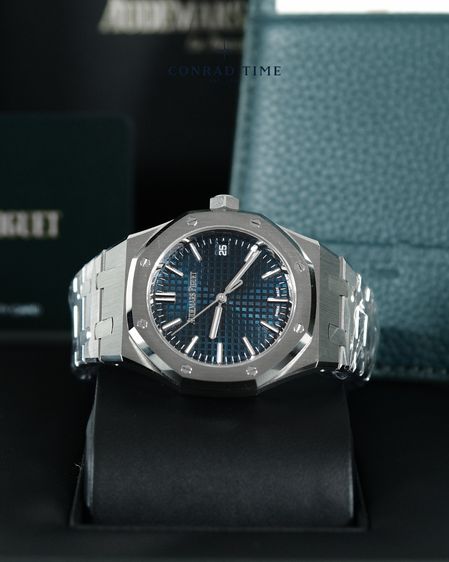 New AP. Royal Oak 15550ST Blue Grande Tapisserie Dial 2026 37 mm. Fulllset  รูปที่ 6