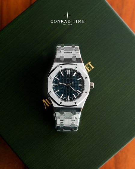 New AP. Royal Oak 15550ST Blue Grande Tapisserie Dial 2026 37 mm. Fulllset  รูปที่ 2