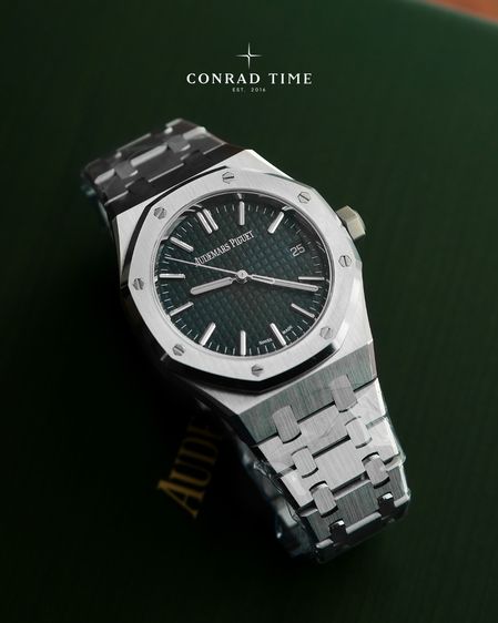 New AP. Royal Oak 15550ST Blue Grande Tapisserie Dial 2026 37 mm. Fulllset  รูปที่ 3