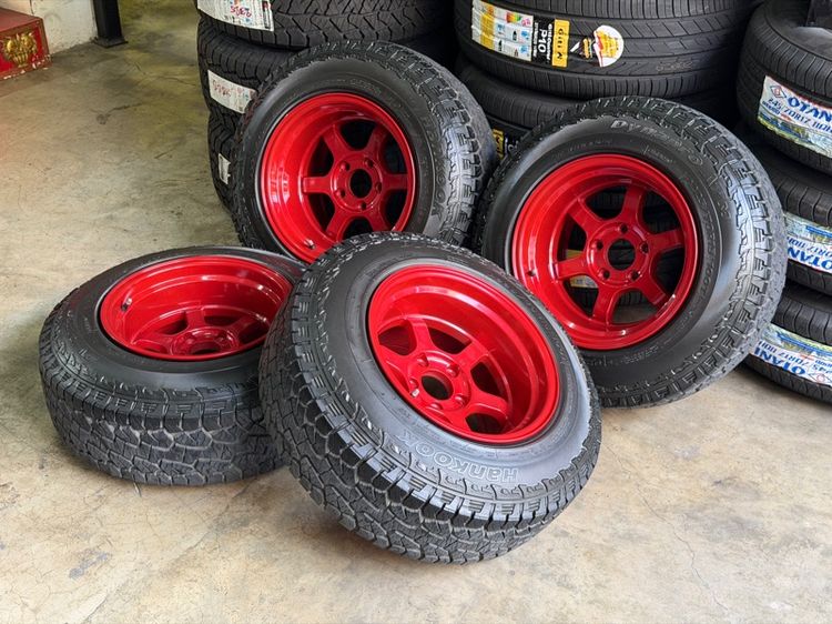 มือสอง TE37 ขอบ15” 5รู114.3 กว้าง10” ET-10 ลึกสุดใจ ยาง 225 70 R15 Hankook AT2 ปี21 ดอกดีทั้ง 4เส้น
