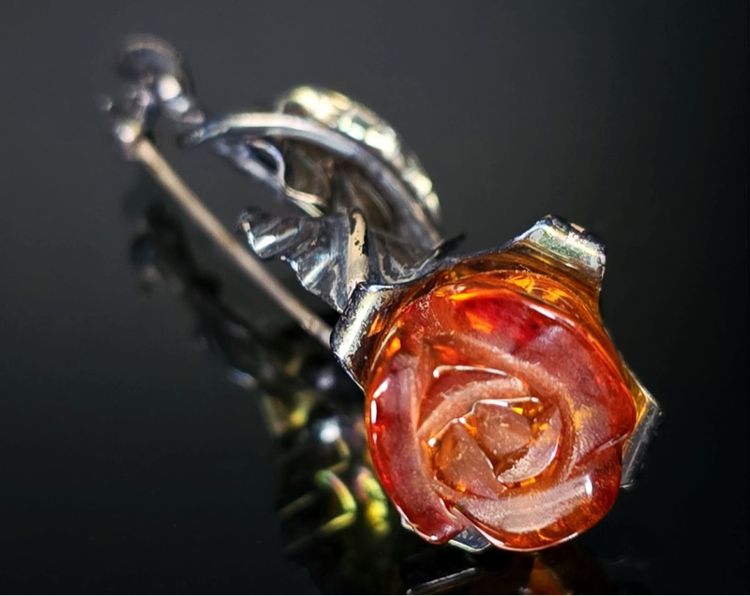 📌เข็มกลัดงานเก่า เงินแท้ อำพัน🧡🌹  รูปที่ 3