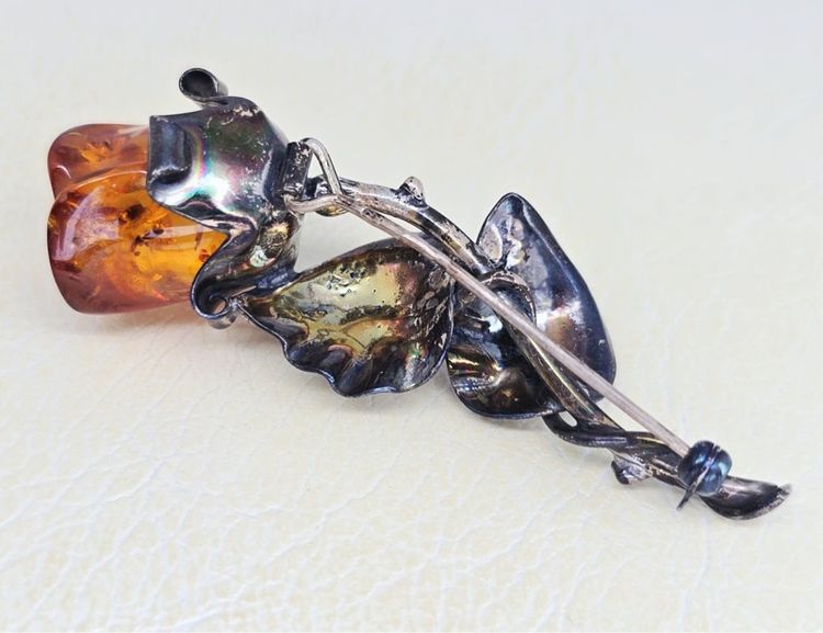 📌เข็มกลัดงานเก่า เงินแท้ อำพัน🧡🌹  รูปที่ 6