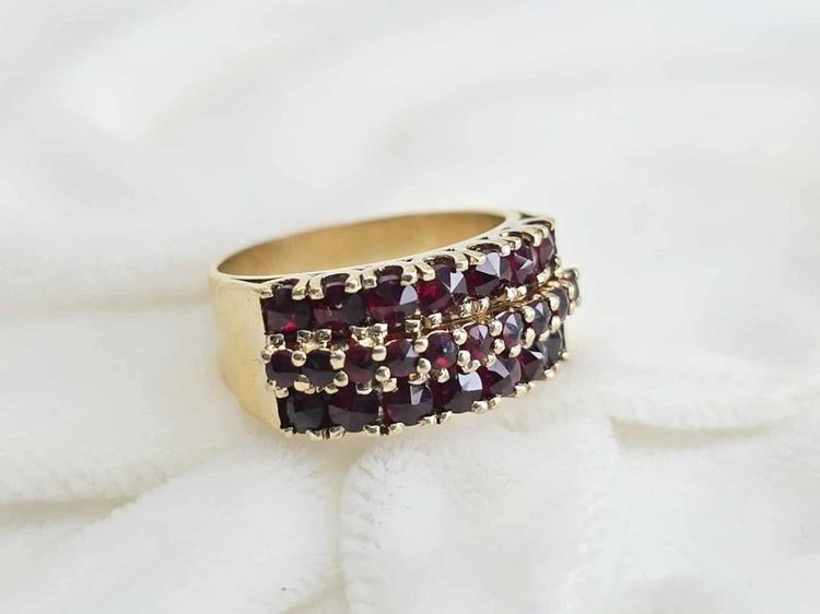 📌แหวนงานเก่า เงินแท้ชุบทอง พลอยแท้โกเมน ♥️ไซส์ 53  รูปที่ 4